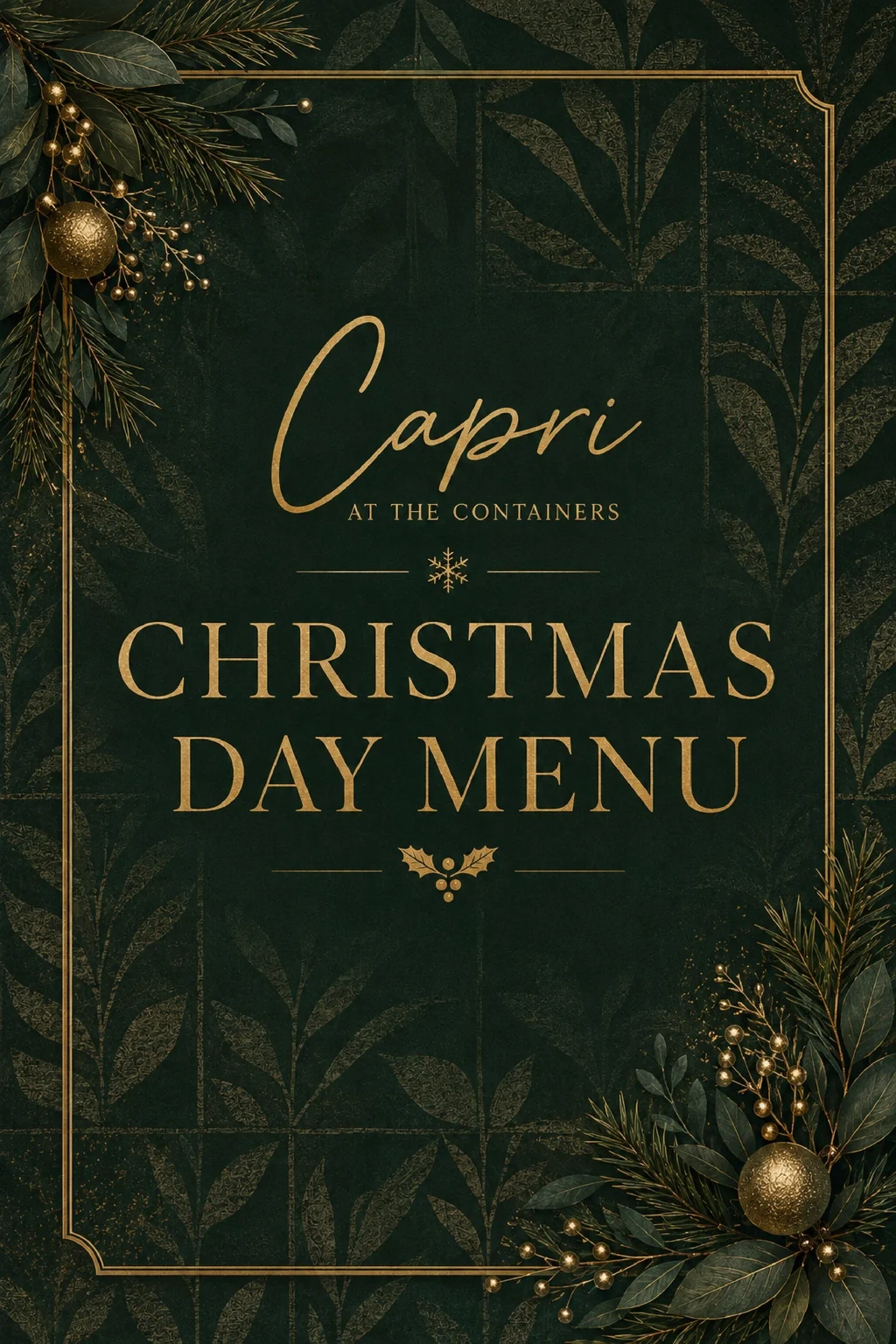 Capri at the Containers Christmas Day Menu cover